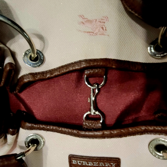 Burberry Blue Label Leather & Canvas Shoulder Bag w/ Stud accents - Picture 4 of 7
